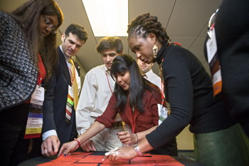 Mosaic members, including Anika Daniels-Osaze '96, right, participate in a diversity program at the 2013 Cornell Alumni Leadership Conference in Boston.