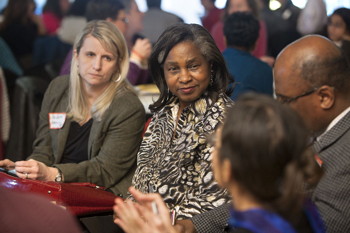 Lynnette Chappell-Williams (center, meeting with campus diversity leaders), associate vice president for inclusion and workforce diversity; she also is one of Cornell's five University Diversity Officers.