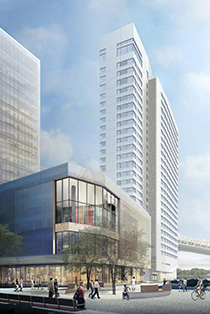 Rendering of Cornell Tech campus with executive education center