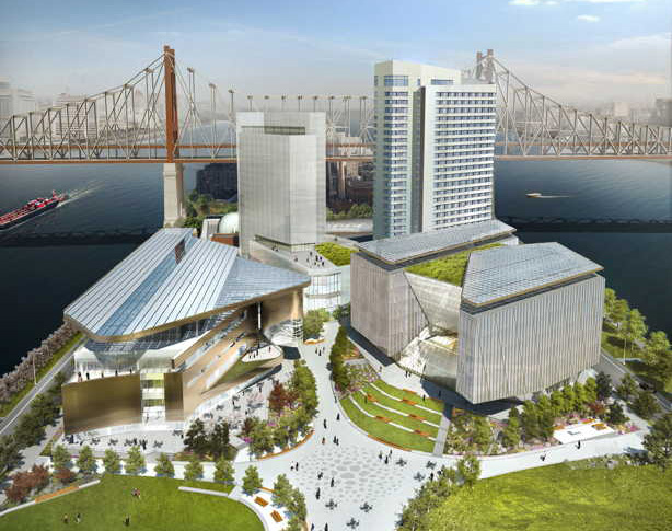 Rendering of Cornell Tech campus with executive education center