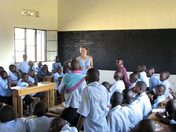 Teaching at Kagugu Primary School students in Kigali, Rwanda.