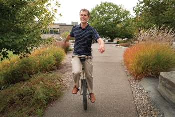 Assistant professor Peter Frazier on unicycle