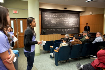Current students answer questions during Diversity Hosting Weekend