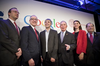 CornellNYC Tech leaders and New York City officials and representatives at Google press conference May 21
