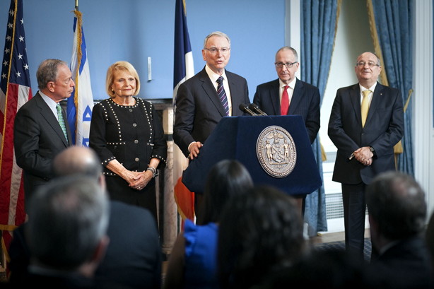 Jacobs gift announcement at City Hall in Manhattan