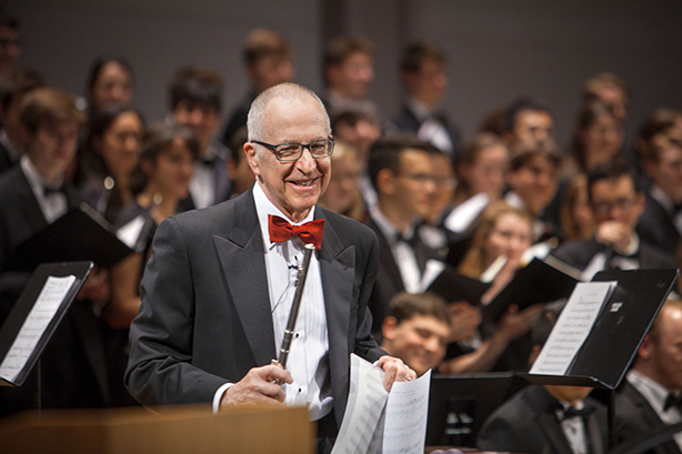 President David Skorton with orchestra, chorus and glee club during Charter Day Weekend