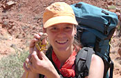 Associate professor Kelly Zamudio with a lizard