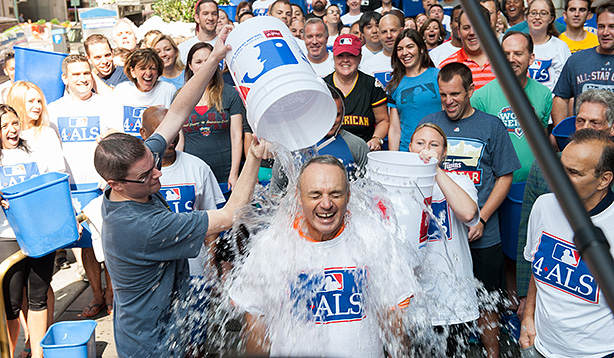 Manfred takes ice bucket challenge