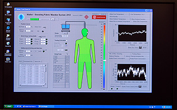software on screen for sweating manikin 