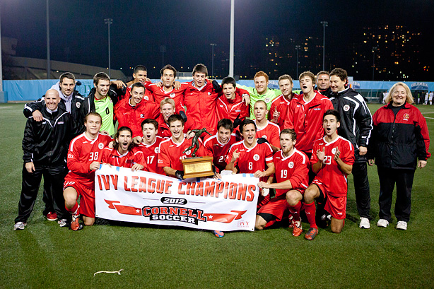 Cornell Big Red men's soccer team photo after Ivy League title win