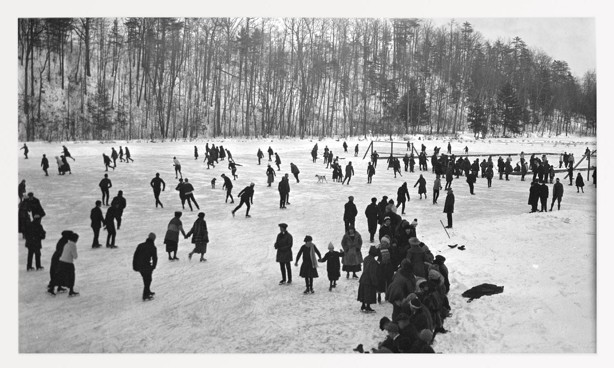 ice skaters on Beebe Lake, early 1900s