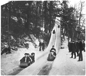 toboggan slide on Beebe Lake, early 1900s