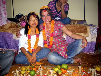 Katie Sullivan during Tihar Festival in Nepal