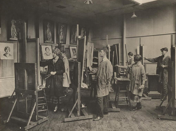 archival photo of early art class