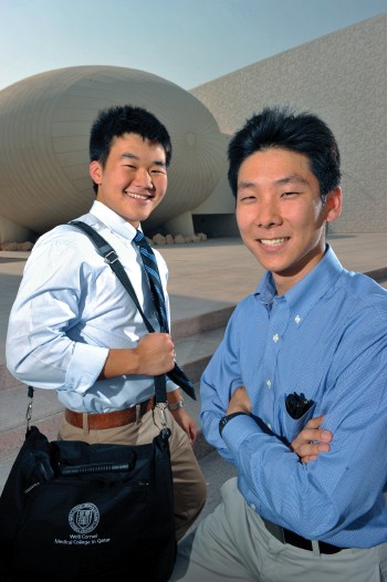 Jack Cao and Jonathan Soh at Weill Cornell Medical College in Qatar