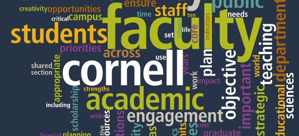 Word cloud image created with text of Cornell's strategic plan