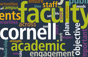 cropping of Word cloud image of Cornell's strategic plan text