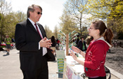Provost Kent Fuchs with students