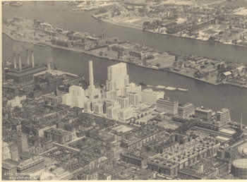 Aerial view of New York Hospital-Cornell Medical Center in the 1930s
